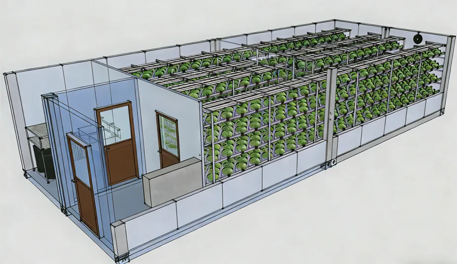 Space Layout of Hydroponic Shipping Container System